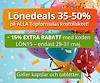 Balonger och konfetti samt texten "lönedeals 35-50 procent rabatt plus 15 procent extra med koden LÖN15.