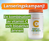 En vit burk med orange lock. Texten "Lanseringskampanj!" och "En kombination av vitamin C och bioaktiva ämnen". 