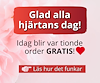 En rosa bildbakgrund med texten "Glad alla hjärtans dag. Idag blir var tionde order gratis."